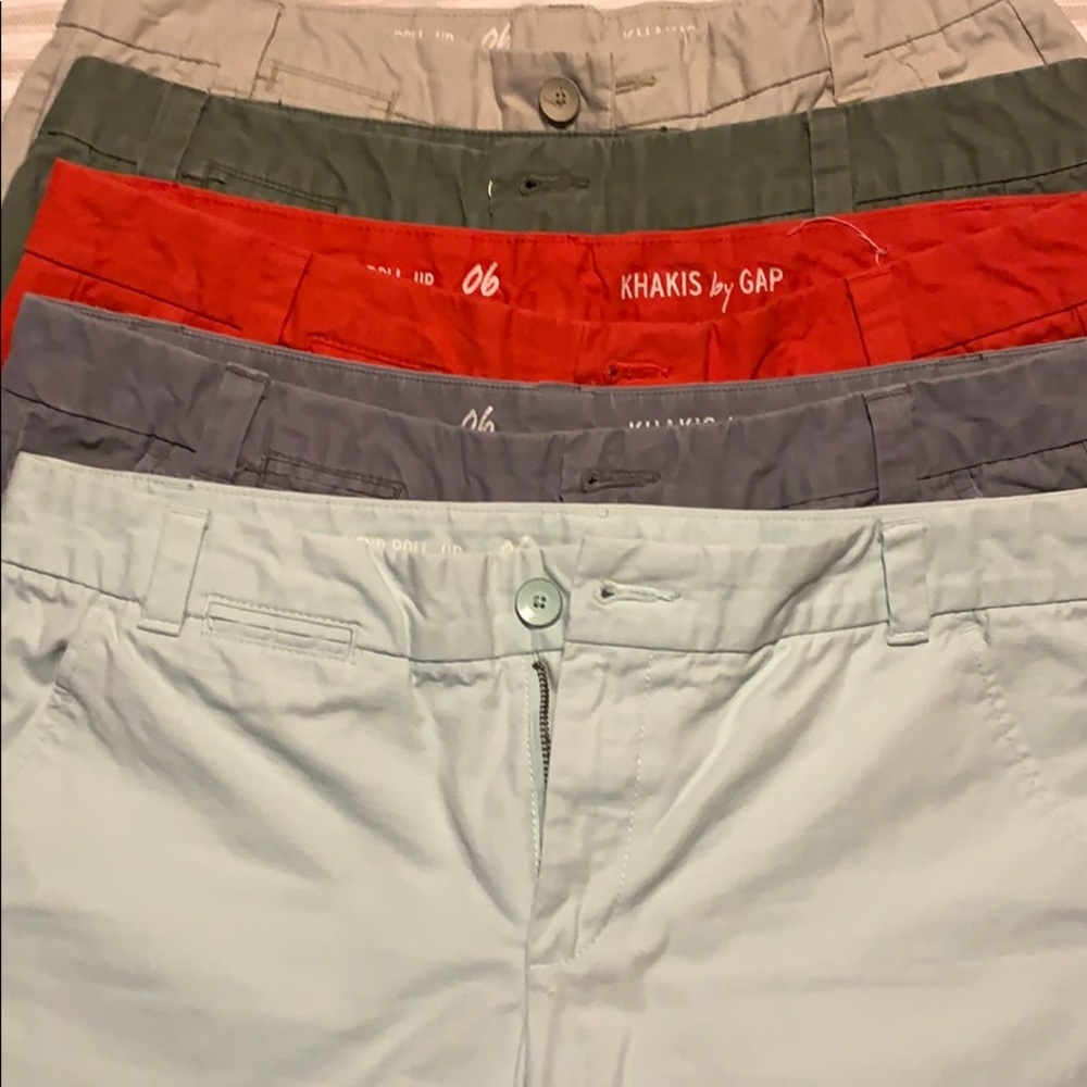 Lot of 5 Gap Boyfriend Roll-Up Khakis Size 6 Nice